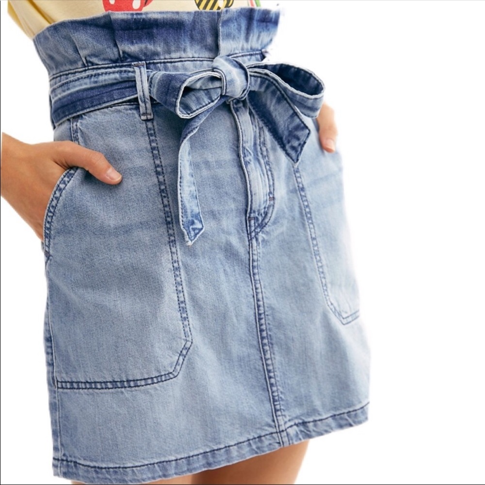 Free People Splendor In The Grass Denim Skirt